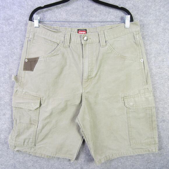 Wrangler Workwear Shorts Mens 36 Khaki Ripstop Cargo Carpenter Utility Pockets - Picture 1 of 9